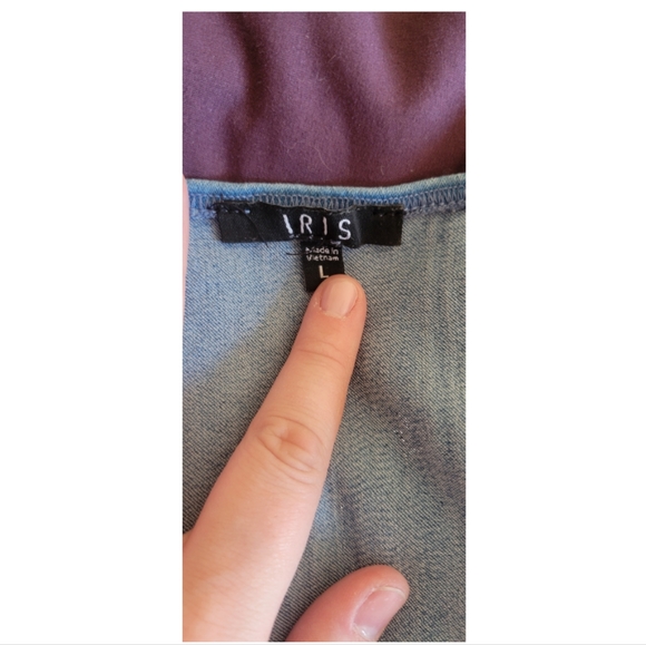 IRIS Crop Top Denim sz Lg - Picture 3 of 3